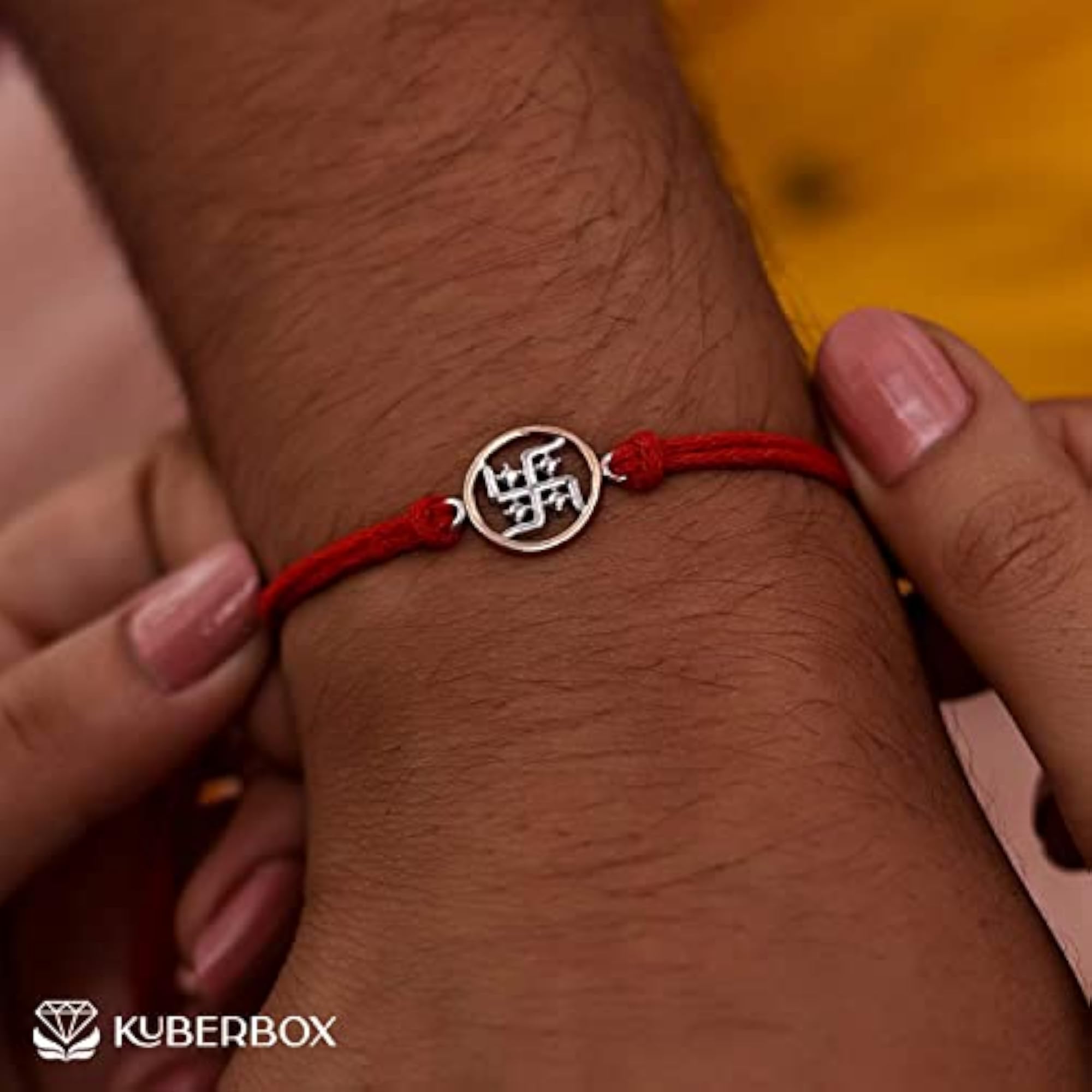 Swastik 925 Sterling Silver Rakhi Bracelet for Raksha Bandhan